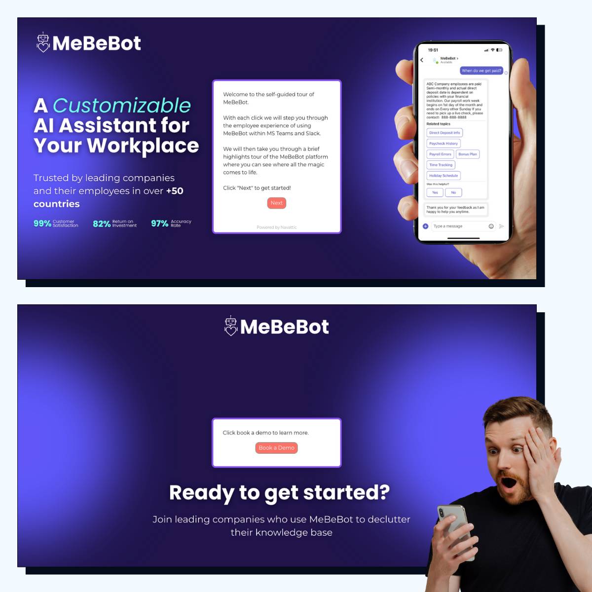 MeBeBot’s Landing-Page Demo Bookends