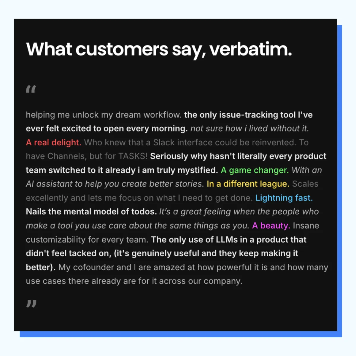 Social Proof, Verbatim