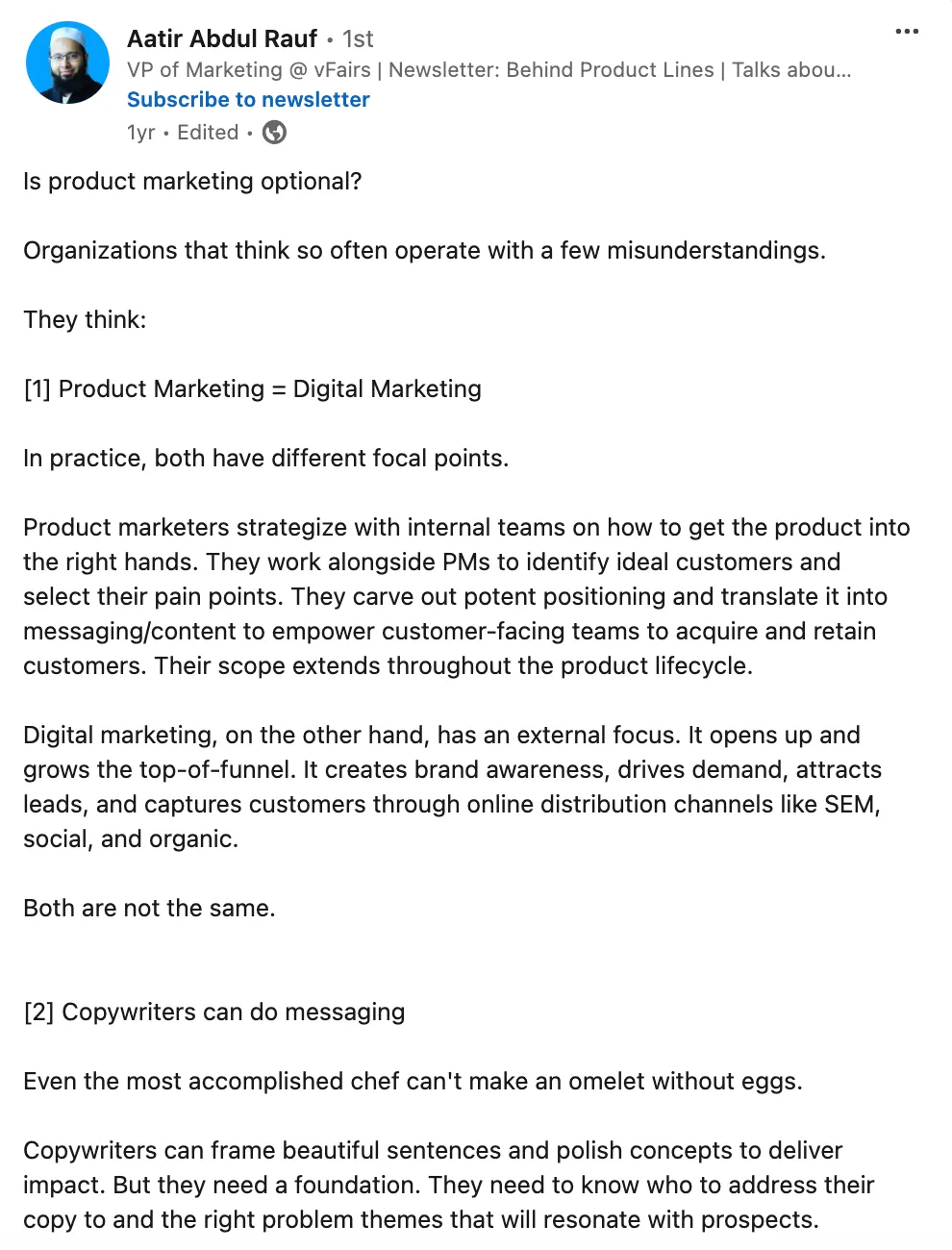 Is Product Marketing Optional?