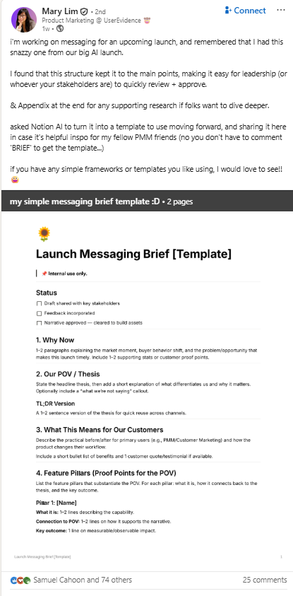 A launch messaging brief leadership will actually approve