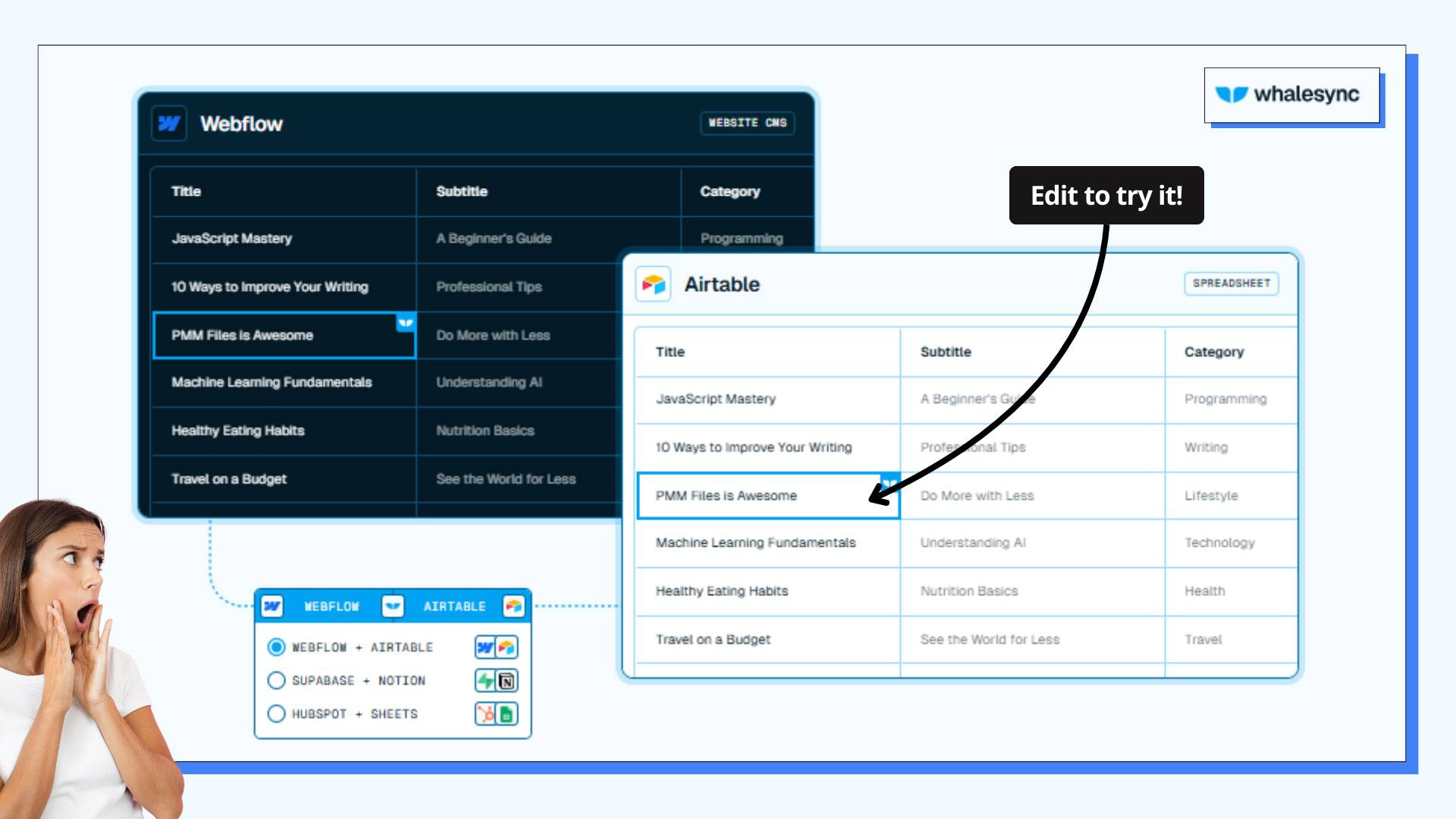 Edit Airtable, Watch Webflow Sync