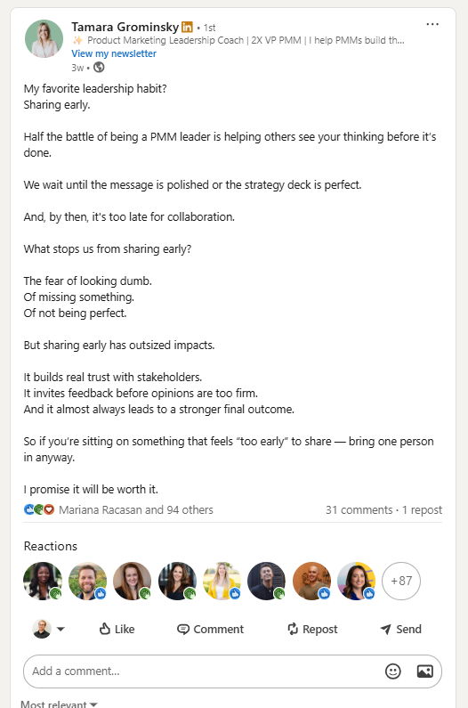 Share Early, Lead Better